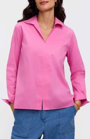Foxcroft Agnes Split Cuff Popover Blouse
