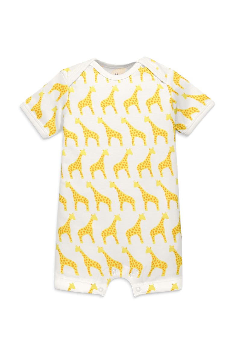 Organic Animal Friends Babysuit Shortie, Main, color, Banana Baby Giraffes