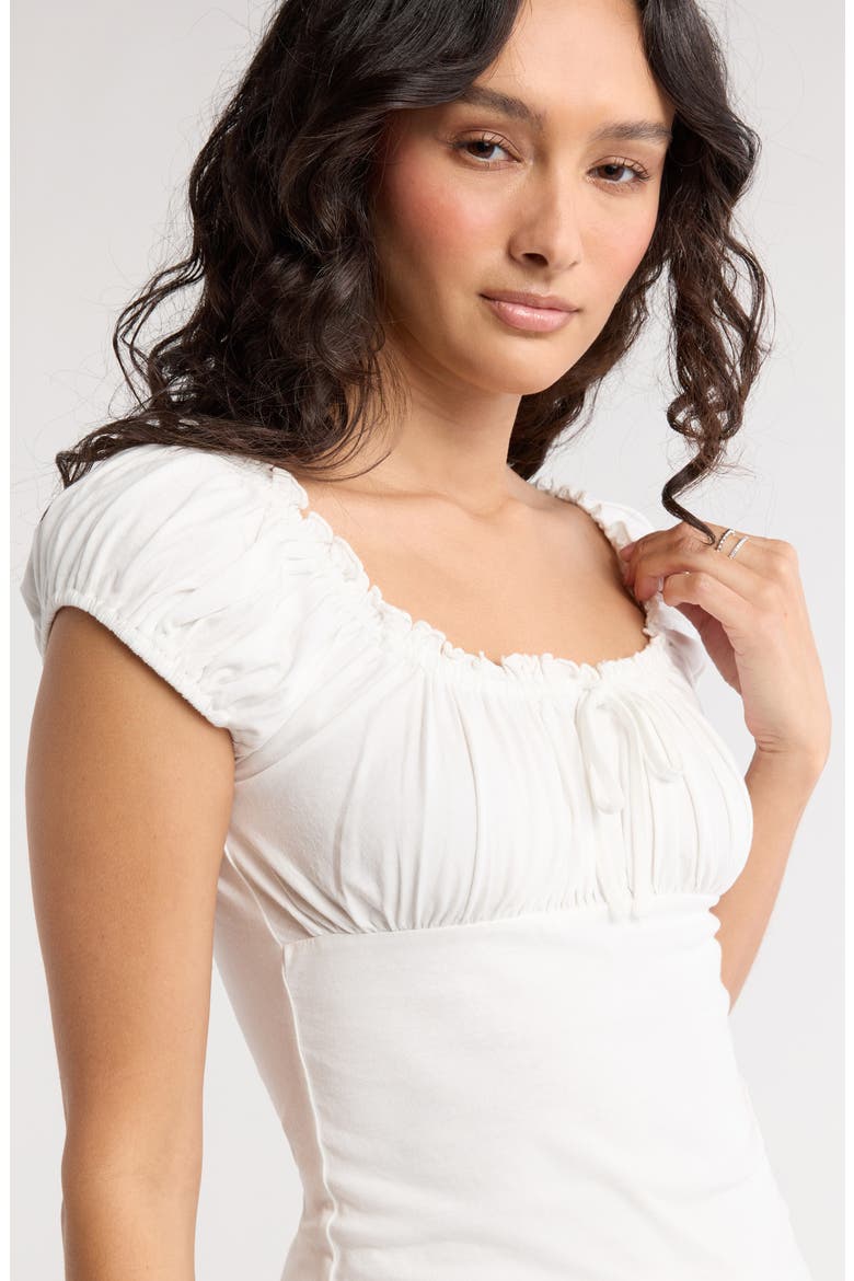 Cap Sleeve Ruched Top, Alternate, color, WHITE BLANC