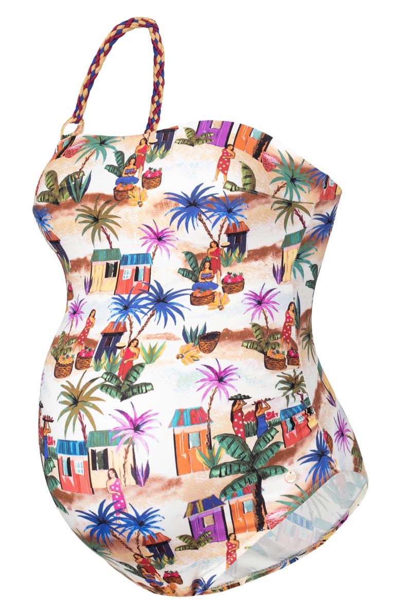 Cache Coeur Playa One-Shoulder One-Piece Maternity Swimsuit, Alternate, color, 