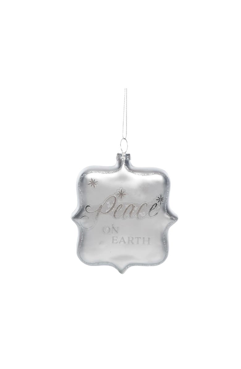 Transpac Silver Holiday Script Glass Ornament Elegant Christmas Tree Decoration, Main, color, Metallic Silver