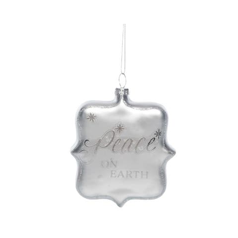 Silver Holiday Script Glass Ornament Elegant Christmas Tree Decoration