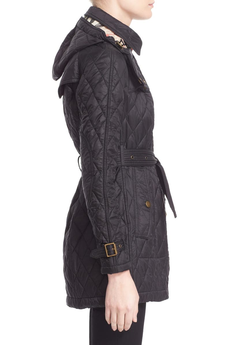 Burberry Finsbridge Belted Quilted Jacket, Alternate, color,