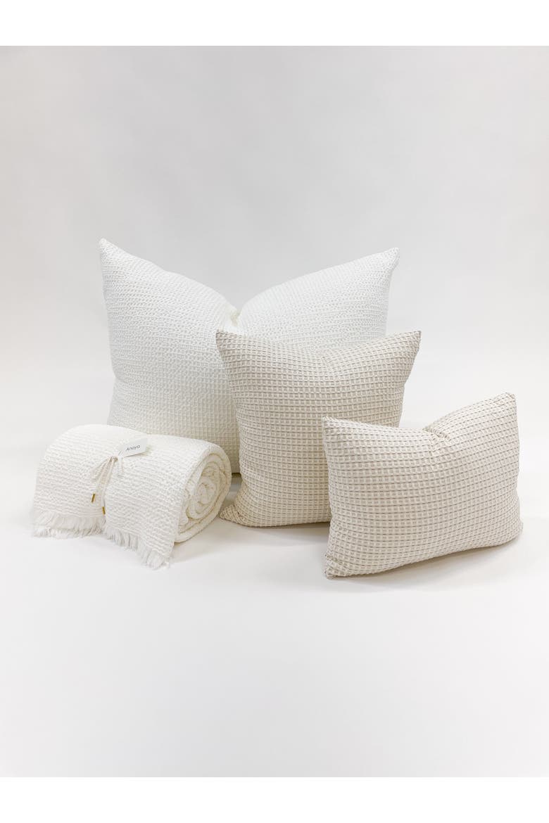 Dutch Euro Cotton Waffle Bed Pillow with Down Alternative Insert, Alternate, color, White
