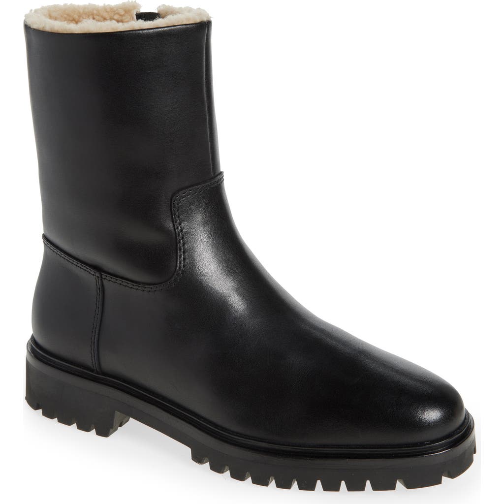 Loeffler Randall Damian Genuine Shearling Bootie In Black/cream