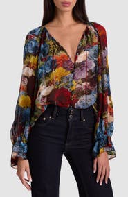 Alice + Olivia Josephine Floral Georgette Top