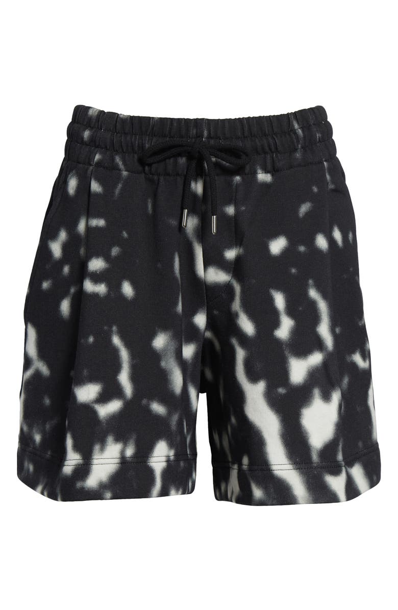 Dries Van Noten Hadio Orchid Spots Pleated Cotton Sweat Shorts, Alternate, color, Black