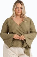 FASHION-SZN CURVE Wrap Front Belted Top