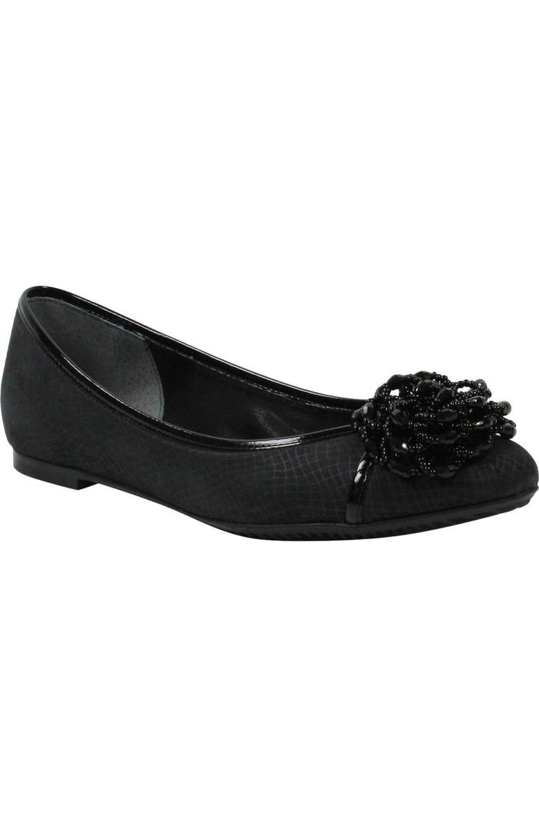 J. Reneé Mallantha Beaded Flower Ballet Flat, Main, color,