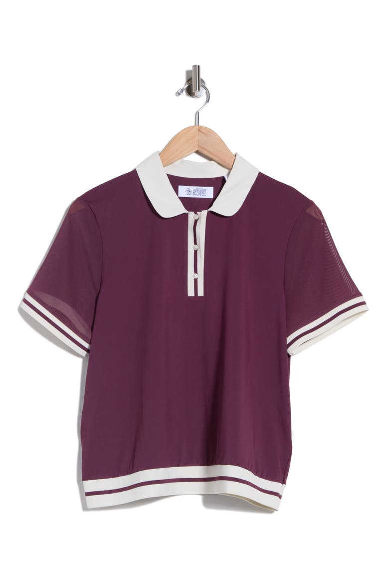 Mesh Sleeve Performance Polo, Main, color, MAUVE WINE