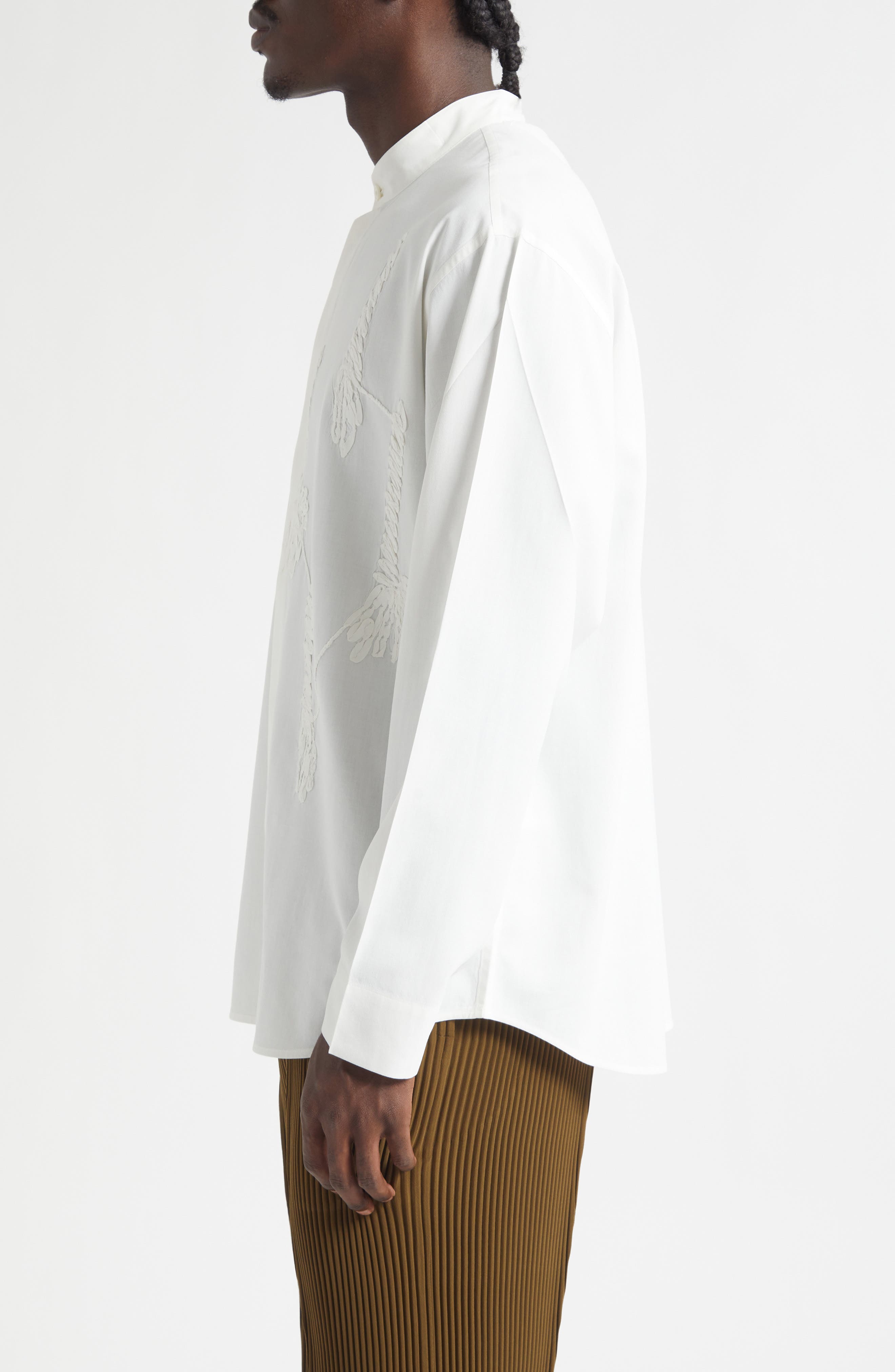 Homme Plissé Issey Miyake Pressed Embroidery Button-Up Shirt (Men