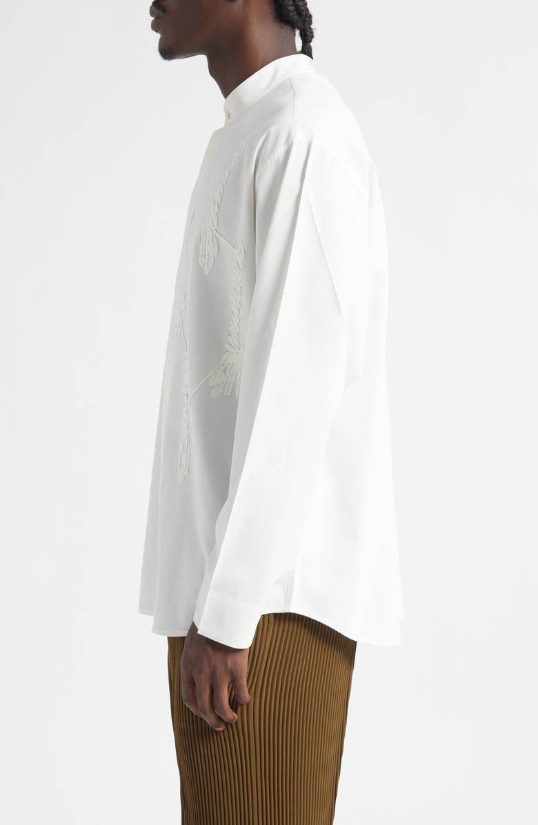 Homme Plissé Issey Miyake Pressed Embroidery Button-Up Shirt, Alternate, color, White