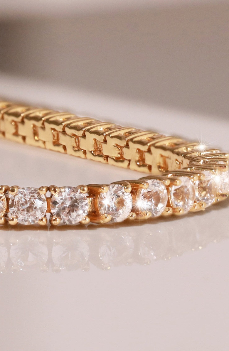 Aurate New York Lab Grown 10ct White Sapphire Tennis Bracelet, Alternate, color, Yellow Vermeil