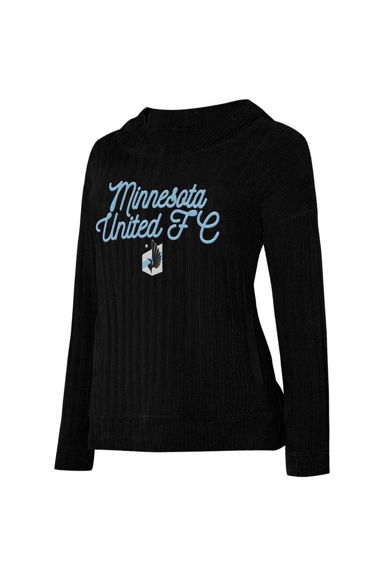 Women's Concepts Sport  Black Minnesota United FC Linger Long Sleeve Hooded Top, Main, color, Black
