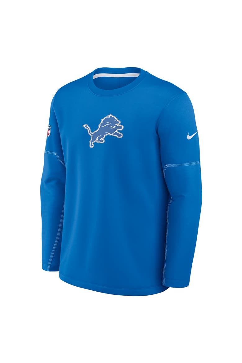 Men's Nike Blue Detroit Lions Sideline Coaches Team Present Midweight Therma-FIT Sweatshirt, Alternate, color, Blue