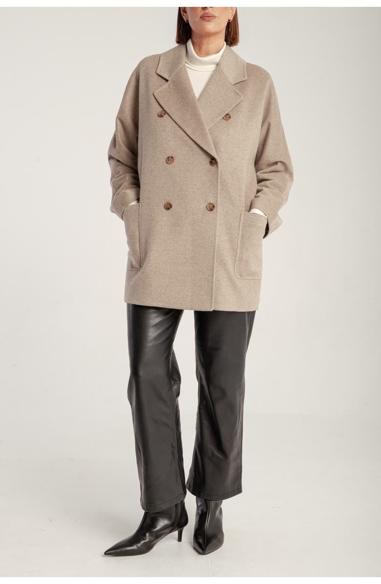 1982 Cashmere Double Breasted Short Coat, Alternate, color, Natural Brown