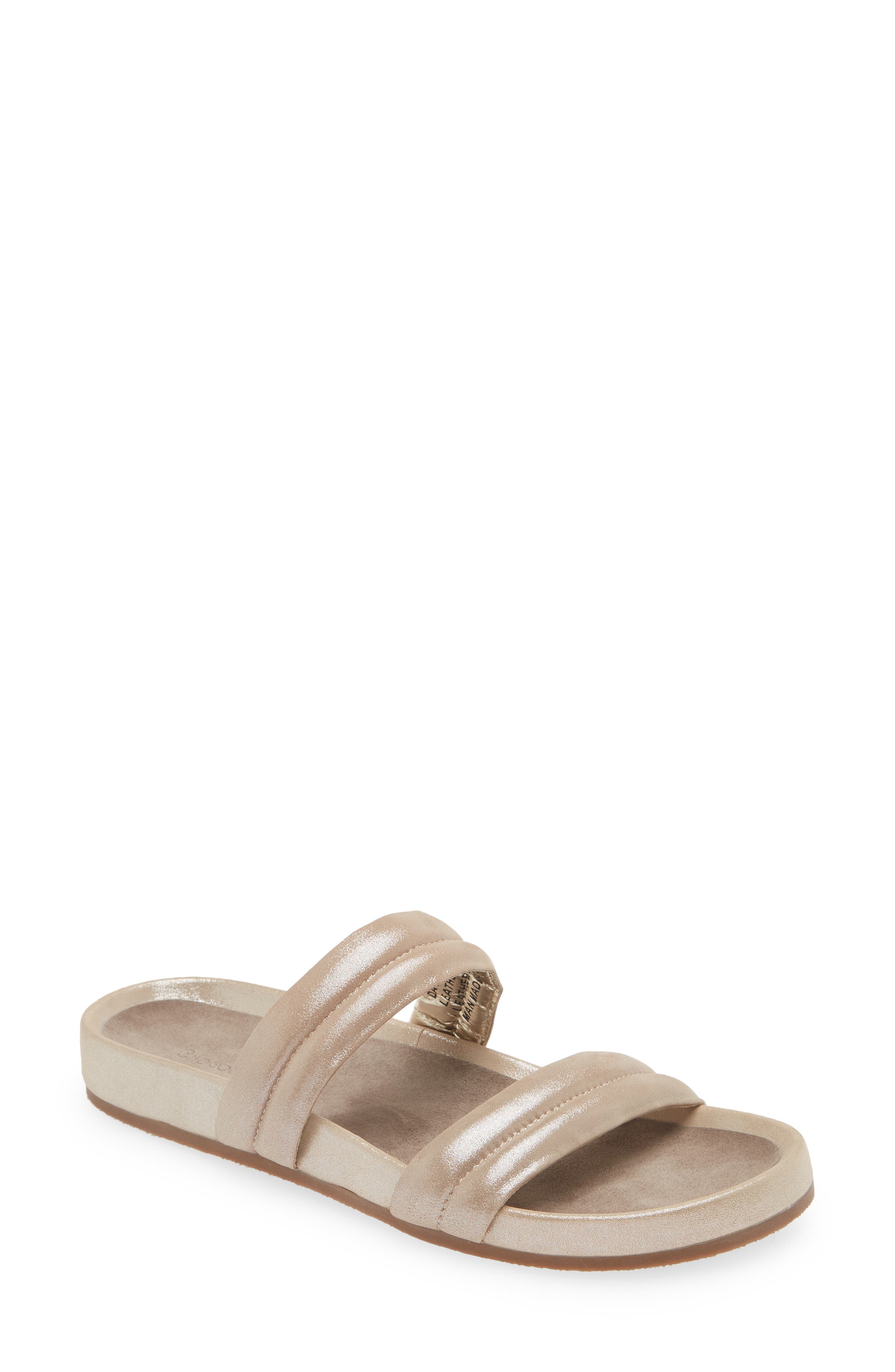 Davi Slide Sandal, Main, color, CHAMPAGNE LEATHER
