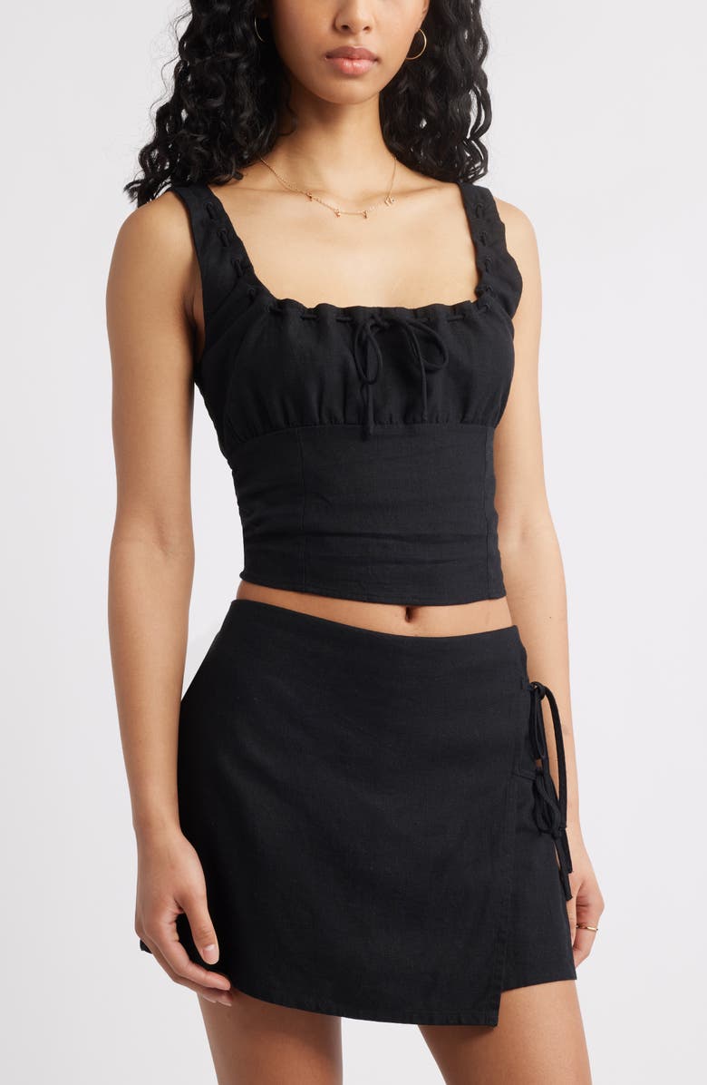 BP. Linen Blend Corset Top, Main, color, 