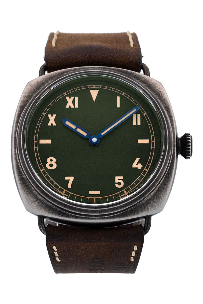 Panerai Preowned Radiomir California Leather Strap Watch, 45mm, Main, color, GREEN