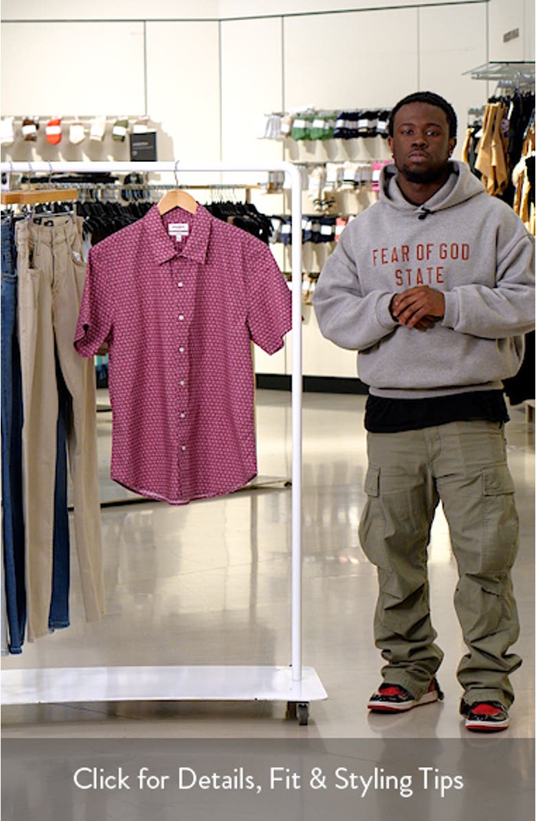 Riviera Point Slim Fit Floral Short Sleeve Cotton Button-Up Shirt, sales video thumbnail