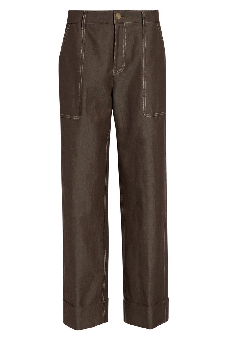Highline Straight Leg Ankle Cotton & Linen Jeans, Alternate, color, ROOT