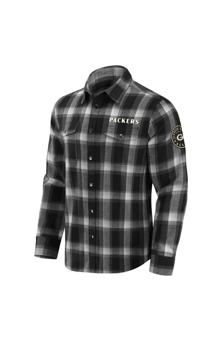 Darius Rucker Collection by Fanatics Men's Darius Rucker Collection by Fanatics Black Green Bay Packers Flannel Plaid Full-Snap Shirt, Alternate, color,