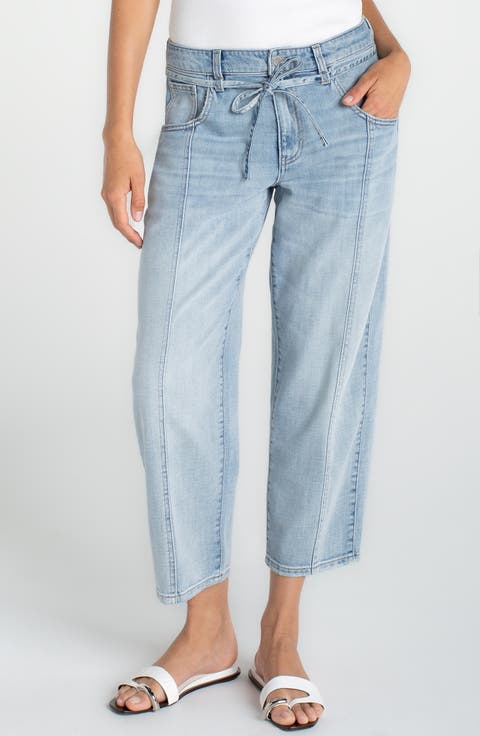 Beach Comber Drawstring Ankle Wide Leg Jeans (Echo Lake)