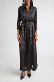 L'AGENCE Uriah Button Belted Maxi Shirtdress