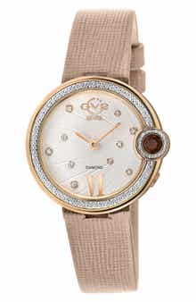 GEVRIL Perugia Diamond Leather Band Watch