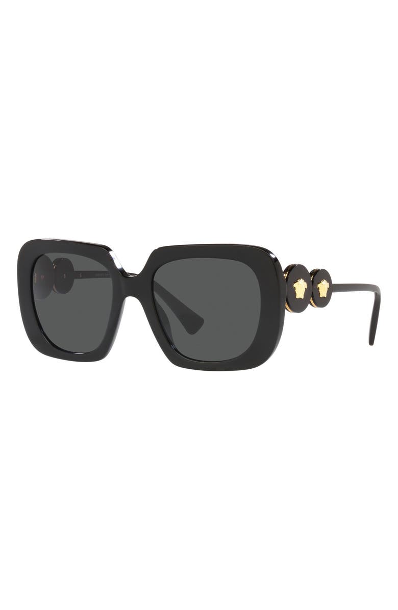 Versace 54mm Square Sunglasses, Alternate, color, Black