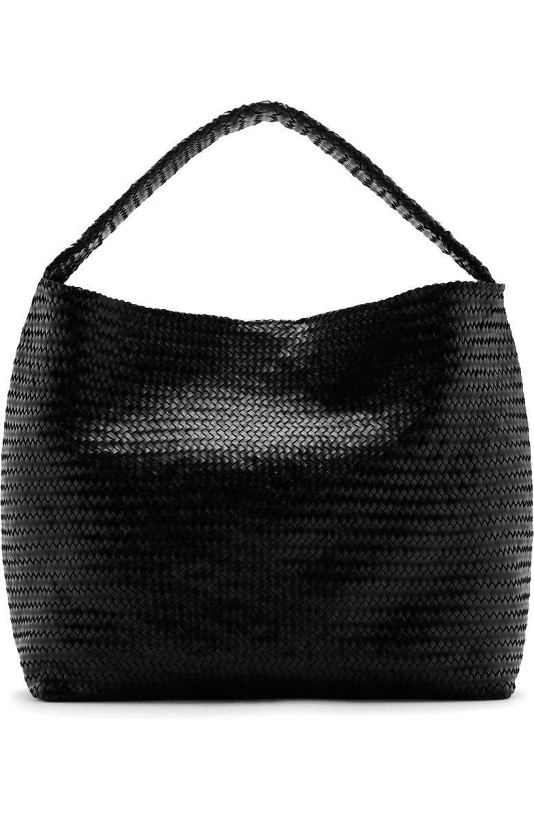 MANGO Medium Braided Leather Bucket Bag, Main, color,