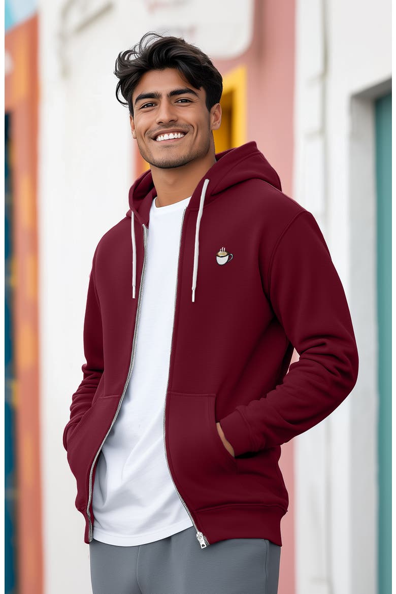 Cappuccino Zip Hoodie, Alternate, color, Maroon