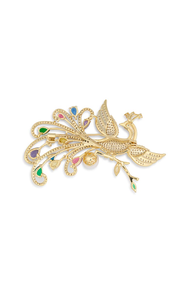 EYE CANDY LOS ANGELES Moana Cubic Zirconia Bird of Paradise Brooch, Alternate, color, Gold