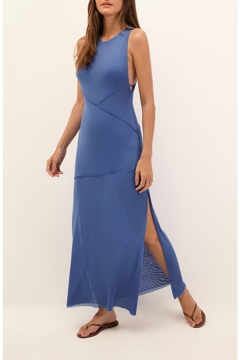 Taly Mesh Cover-Up Midi Dress, Main, color, BLUE