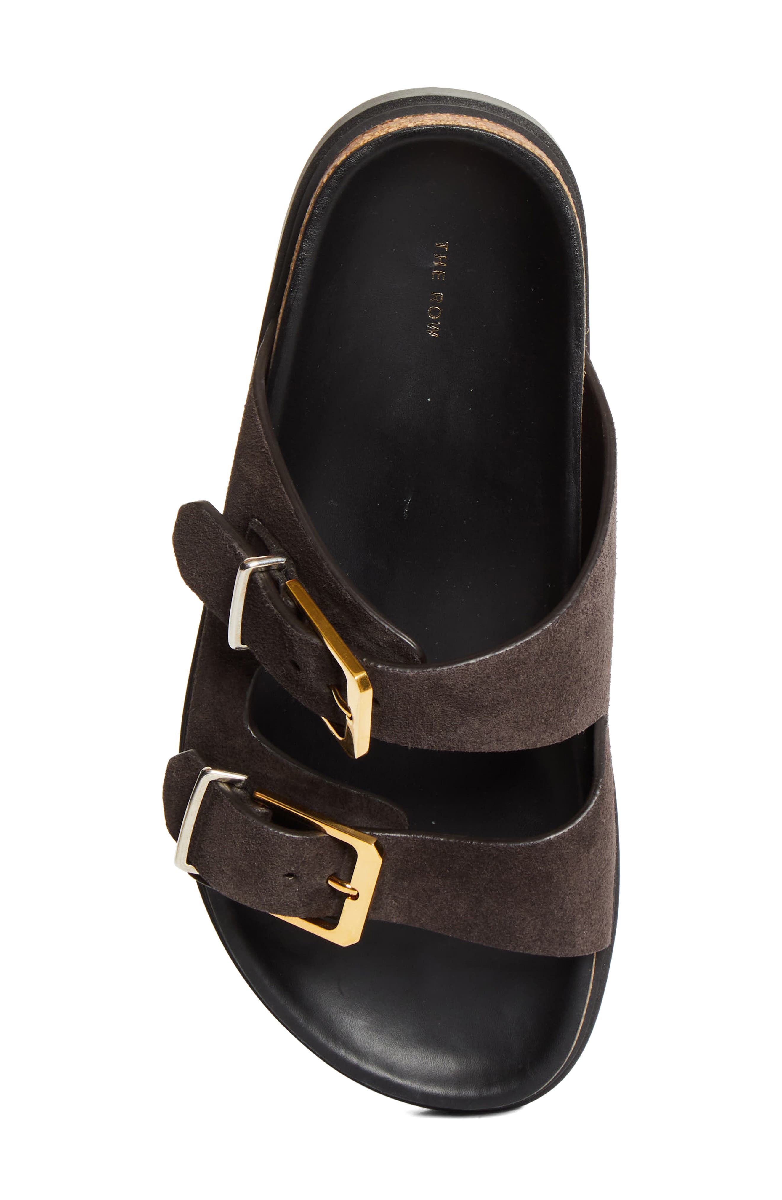 The Row Buckle Slide Sandal, Alternate, color, Coffee