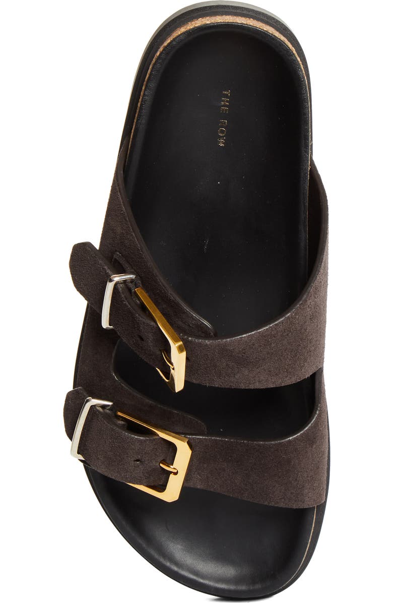 The Row Buckle Slide Sandal, Alternate, color, Coffee
