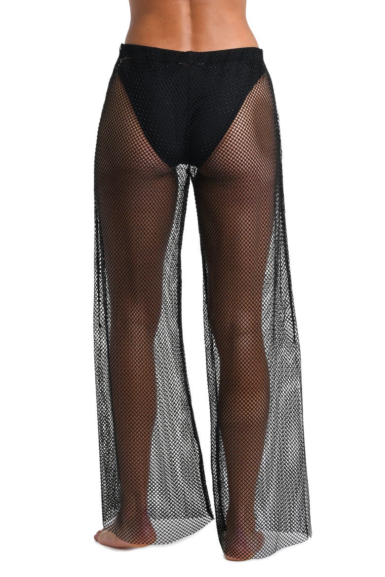 Noemi Wide Leg Mesh Cover-Up Pants, Alternate, color, BLACK