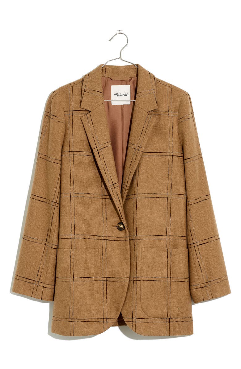 Madewell Larsen Windowpane Check Recycled Wool Blend Blazer, Alternate, color, 