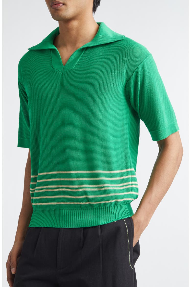 Bentgrass Stripe Cotton Polo Sweater, Alternate, color, GREEN