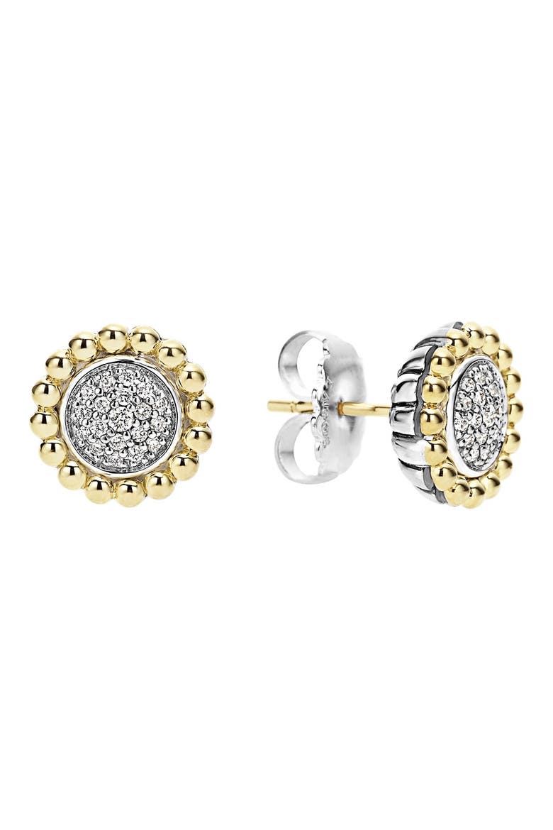 Diamond Caviar Stud Earrings, Main, color, SILVER/ GOLD