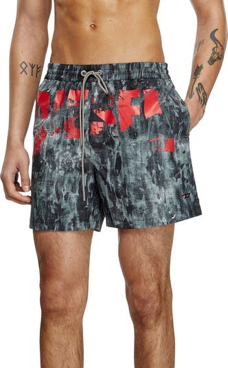【DIESEL】 25SS RIO-41-D-POP Swim Shorts Men's Mid-length swim shorts with graphic print | Blue | Diesel