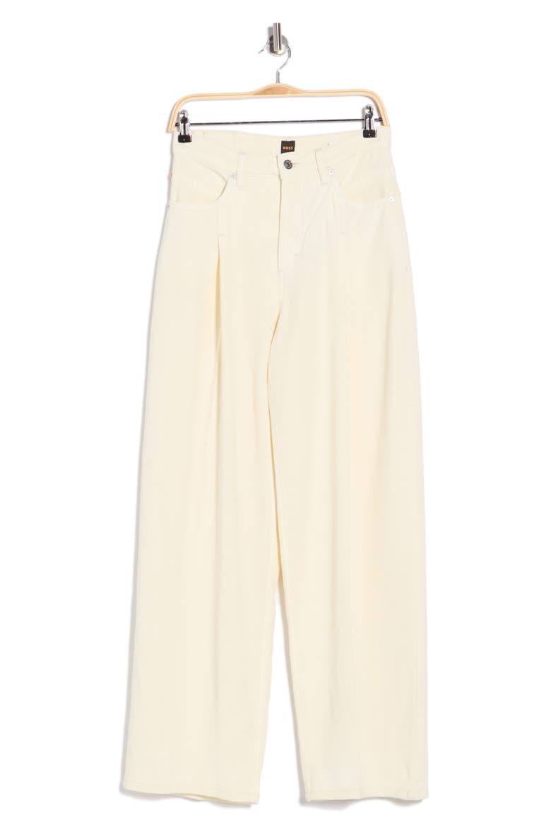 Slouchy Pleated Denim Pants, Alternate, color, OPEN WHITE