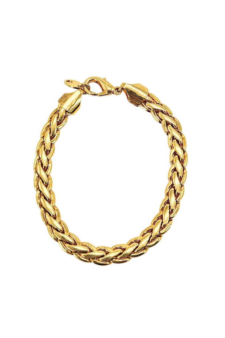 Vintage 1980s Gold Tone Braided Chain Bracelet, Main, color, Gold