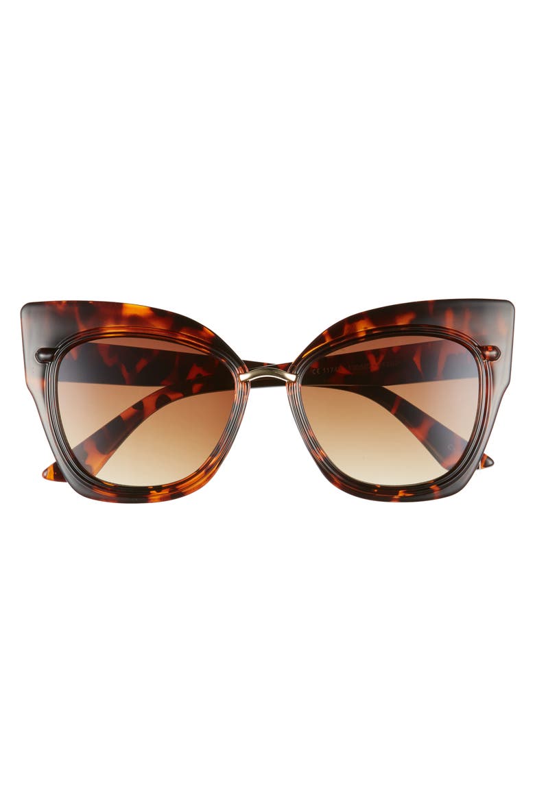 55mm Dual Oversized Cat Eye Sunglasses, Alternate, color, BROWN