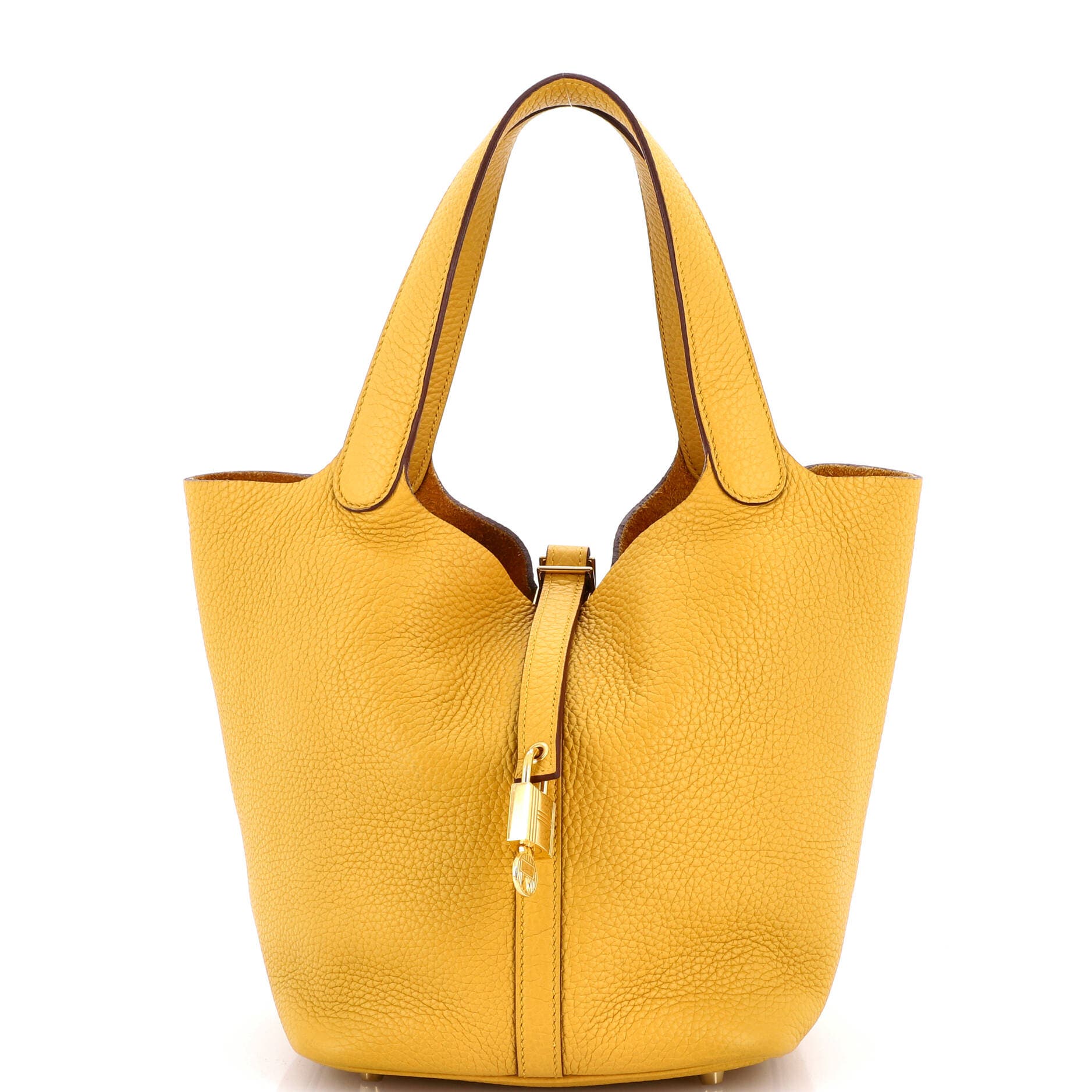 Pre-Owned Hermes Picotin Lock Bag Clemence MM, Main, color, Jaune Ambre