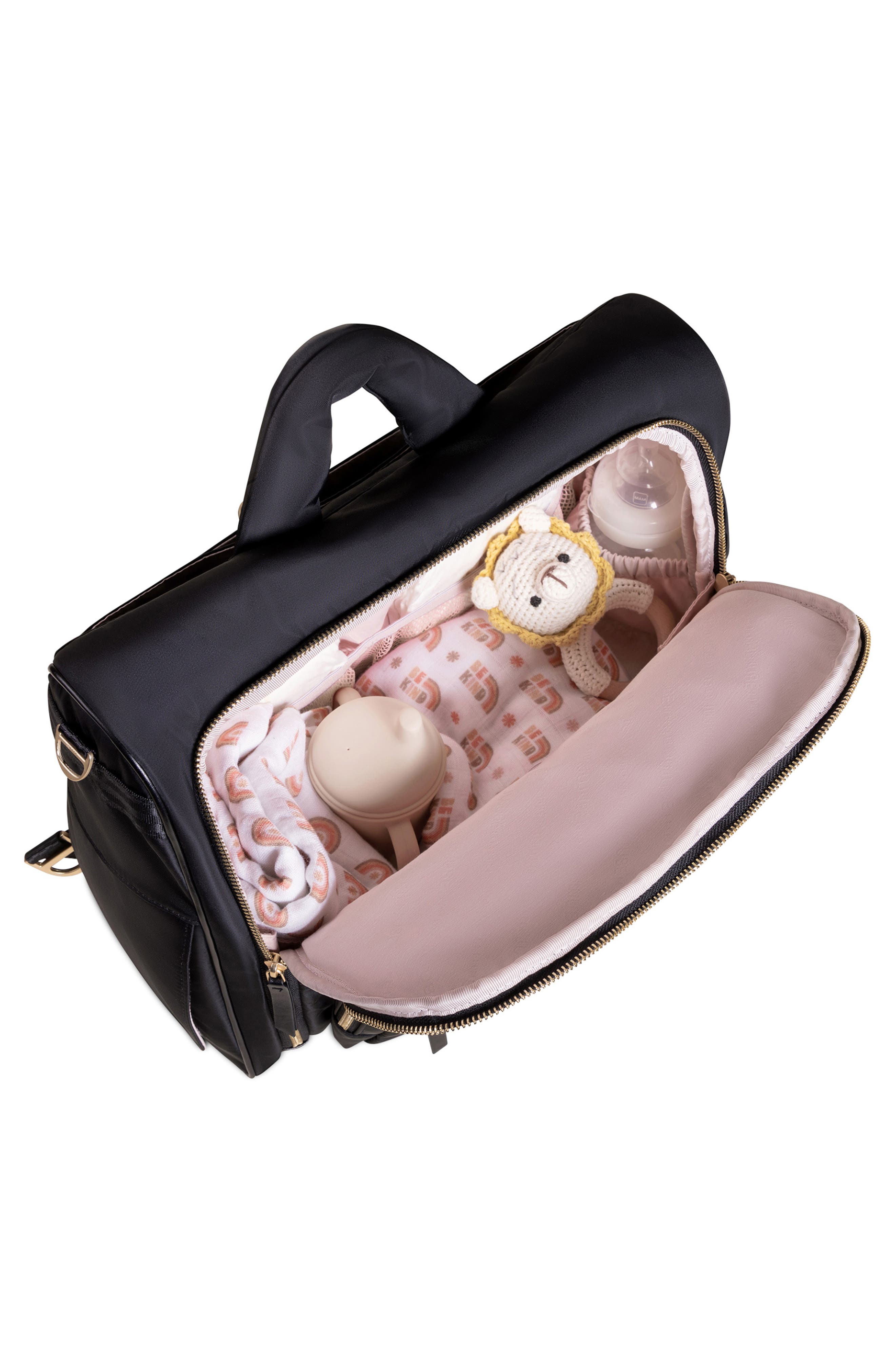 JuJuBe Twill Diaper Backpack Satchel, Alternate, color, Black