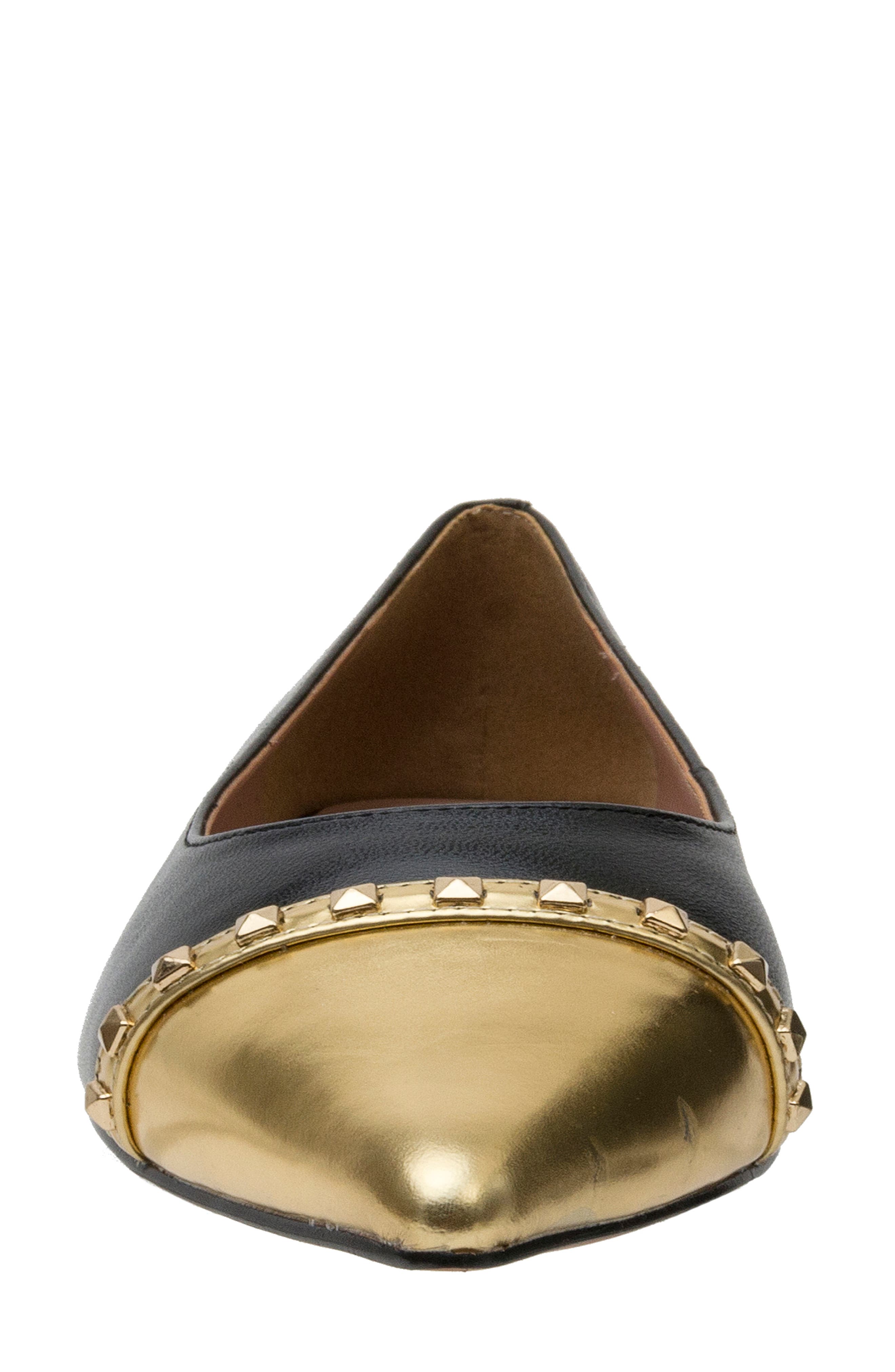Linea Paolo Niche Pointed Toe Flat, Alternate, color, Black/ Gold