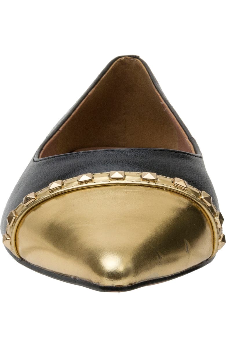 Linea Paolo Niche Pointed Toe Flat, Alternate, color, Black/ Gold