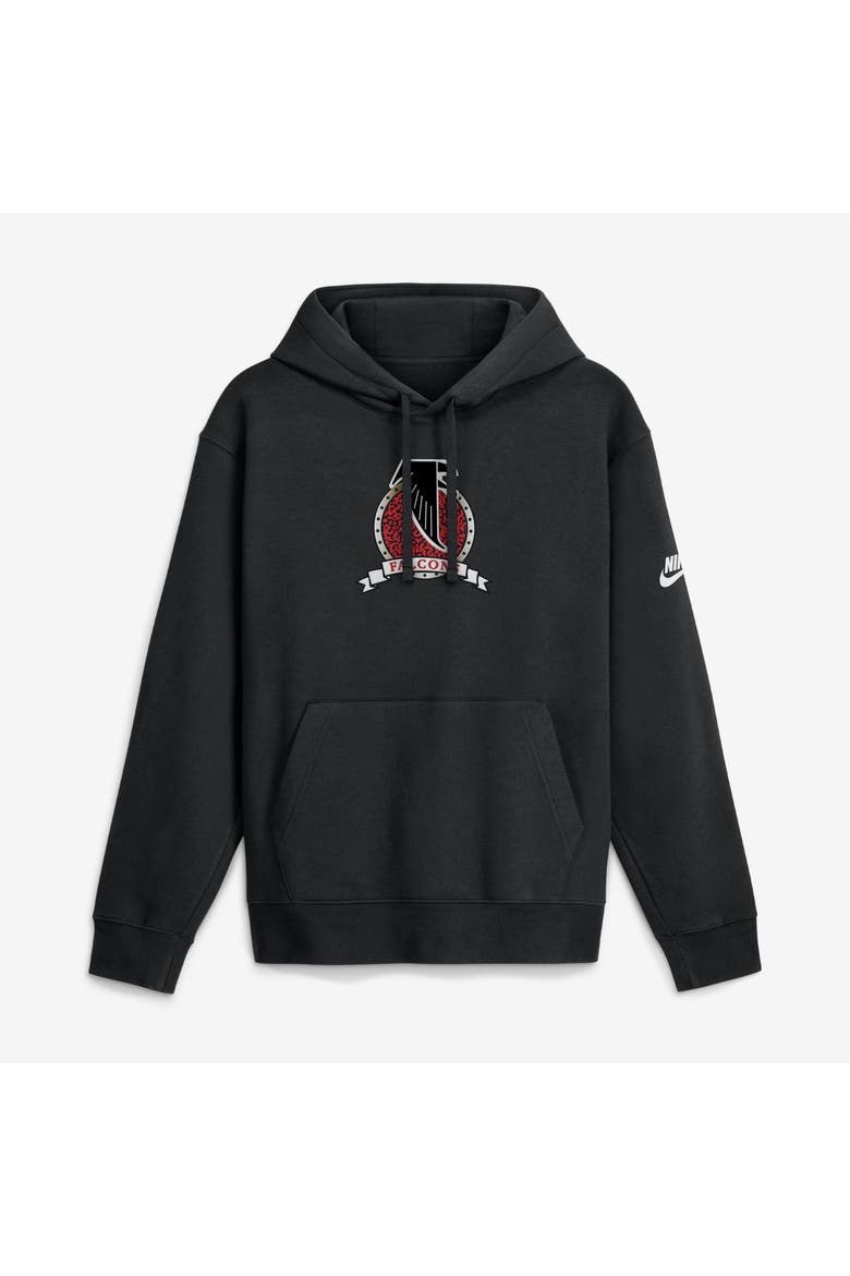 Men's Nike  Black Atlanta Falcons Short Pass Rewind Club Fleece Hoodie, Main, color, Black