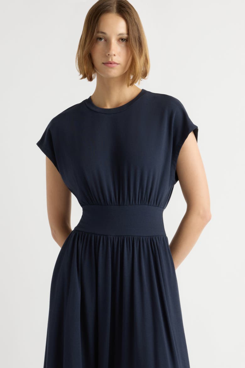 Prima Jersey Midi Dress, Alternate, color, Navy
